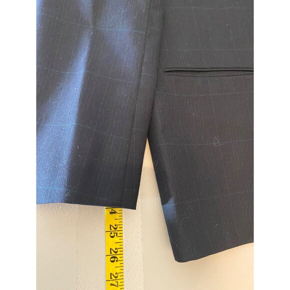 Mark Shale Skirt Suit Navy Plaid Single-Button Blazer Size 14 - Picture 16 of 16